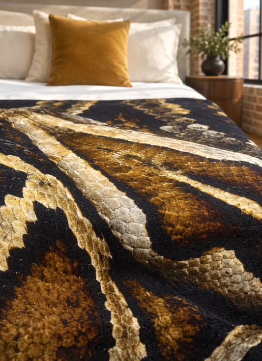 Brown Snake Cashmere & Wool Bed Throw SOLD OUT_ PRE ORDER