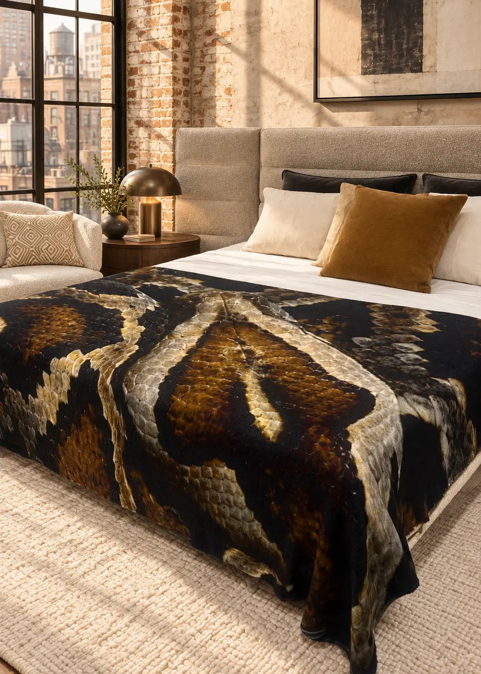 Brown Snake Cashmere & Wool Bed Throw SOLD OUT_ PRE ORDER