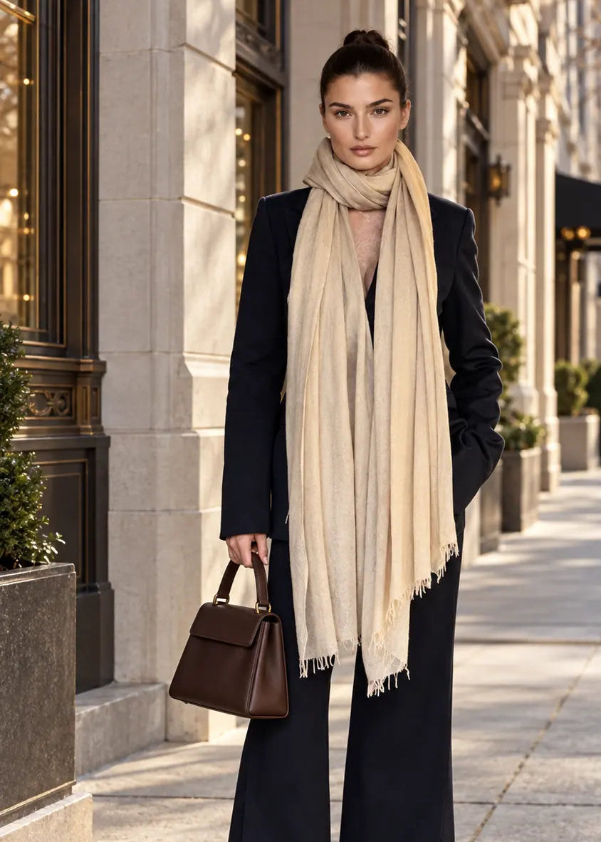 Premium Natural Cashmere Wrap – Handwoven Himalayan Luxury Shawl