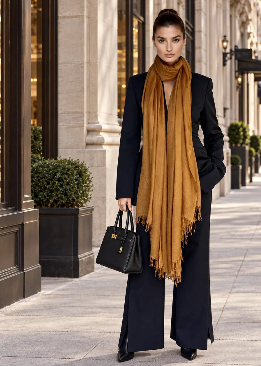 Burnt Bronze Cashmere Wrap – Handloom Himalayan Luxury Scarf