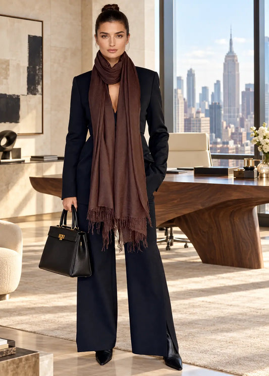 Earth Brown Handwoven Cashmere Wrap