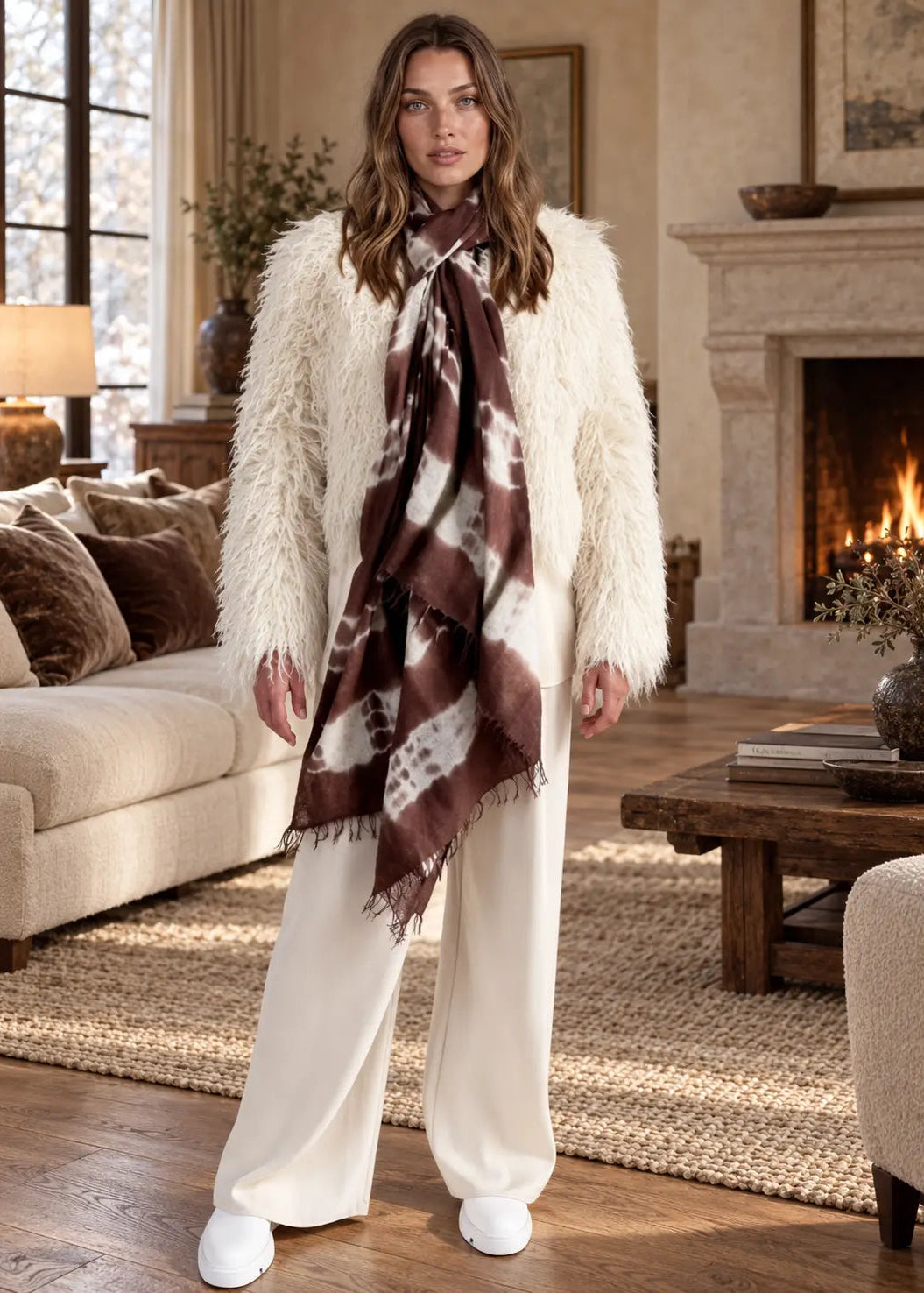 Hand Woven Cashmere Wrap - Earth Brown Forest Green | Cashmere Luxe