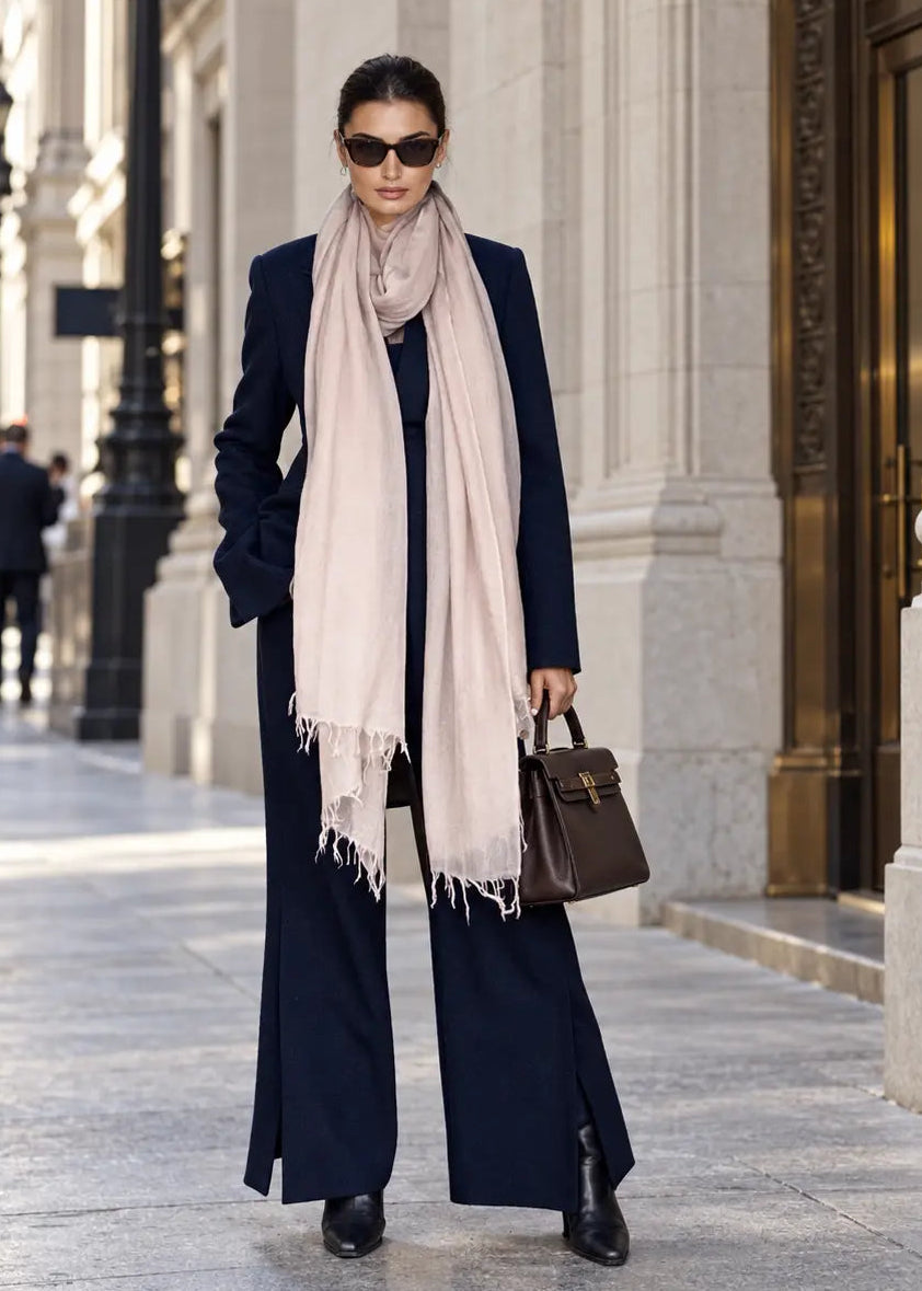 Lavender Grey Cashmere Wrap – Handwoven Himalayan Luxury Shawl