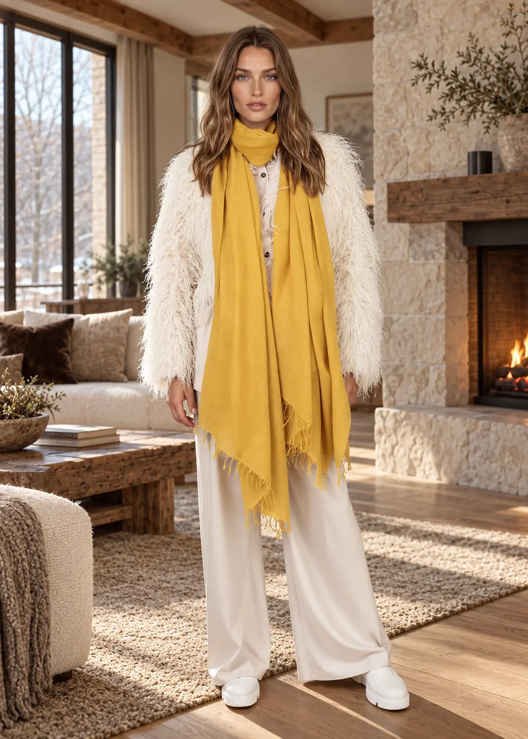 Saffron Cashmere Wrap – Handloom Himalayan Luxury Scarf