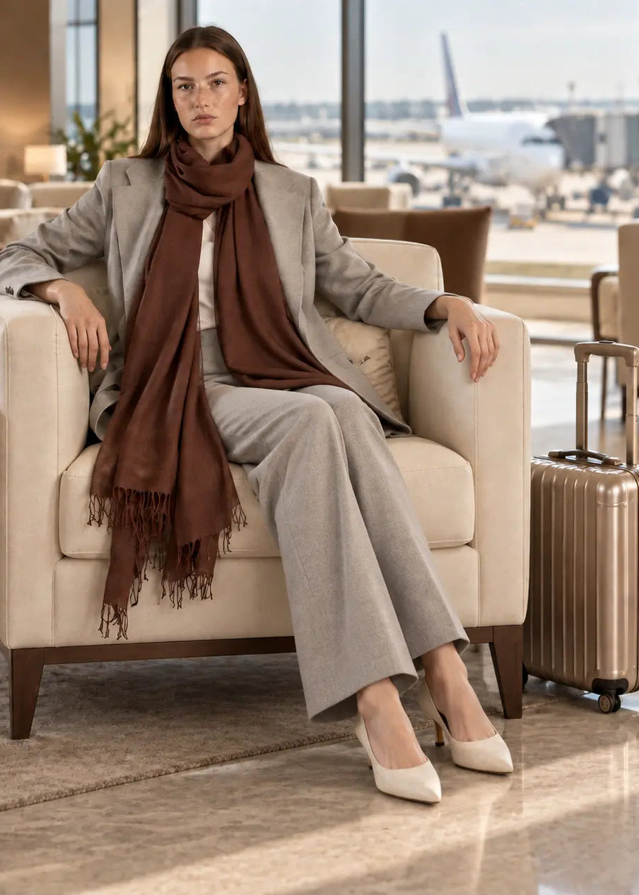 Earth Brown Handwoven Cashmere Wrap