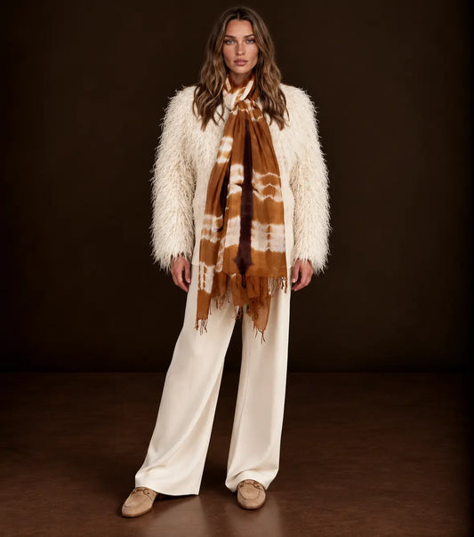 Premium Bronze Brown Cashmere Wrap – Handwoven Himalayan Limited Edition