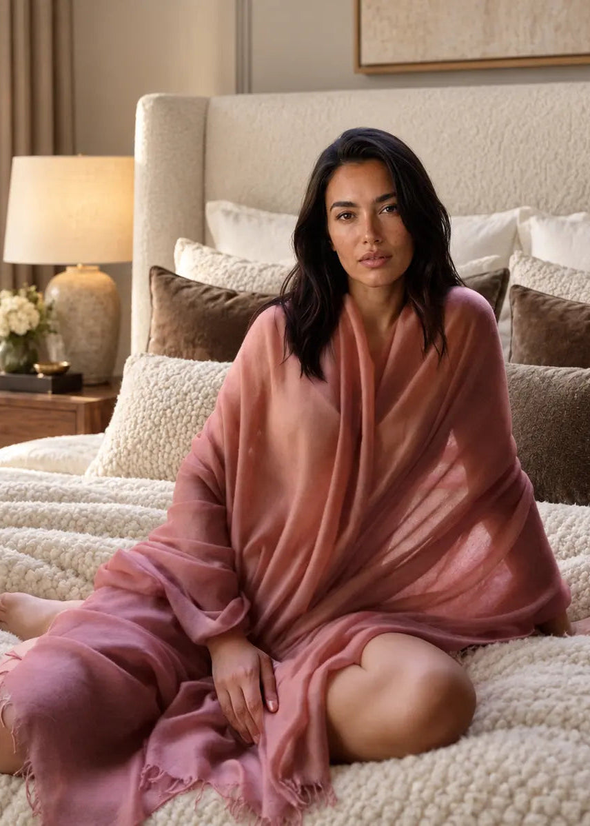 Burnt Sienna Cashmere Wrap | 100% Handwoven Luxury Shawl