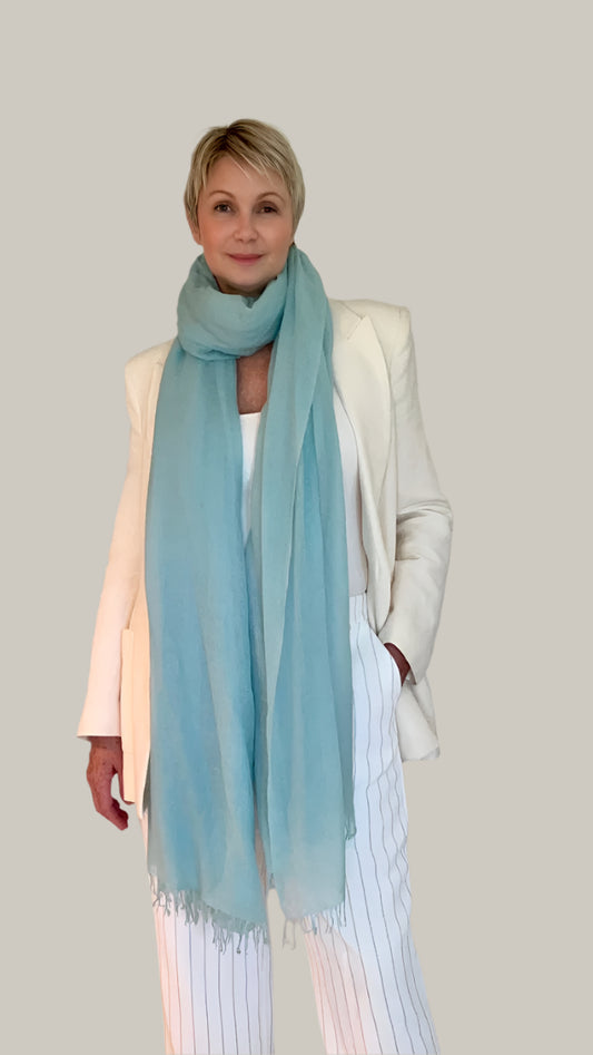 PURE CASHMERE OPAL BLUE WRAP - Cashmere Luxe