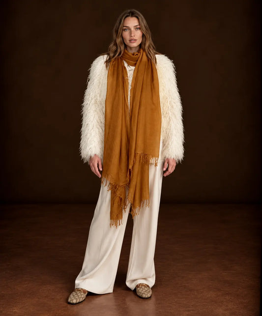 Burnt Bronze Cashmere Wrap – Handloom Himalayan Luxury Scarf
