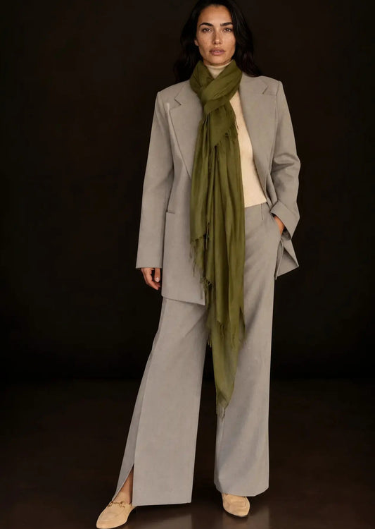Olive Green Handwoven Cashmere Wrap | 100% Pure Himalayan Cashmere