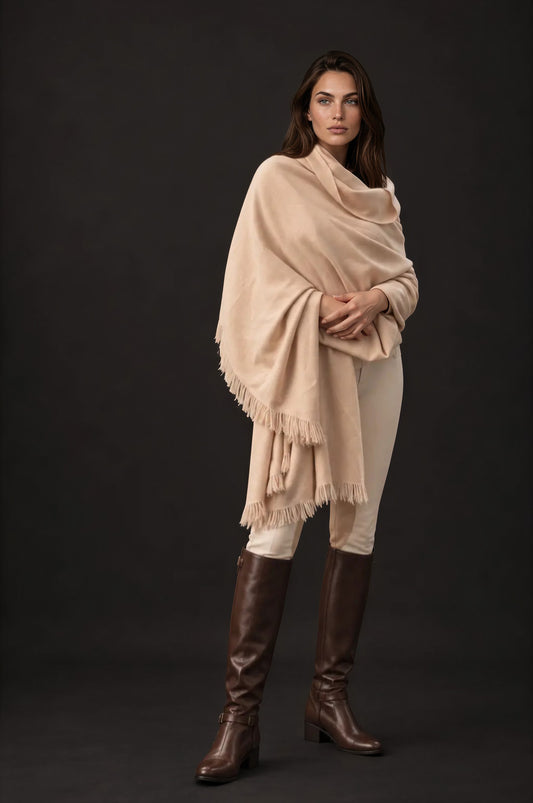 Heavyweight Plant-Dyed Cashmere Wrap - Natural