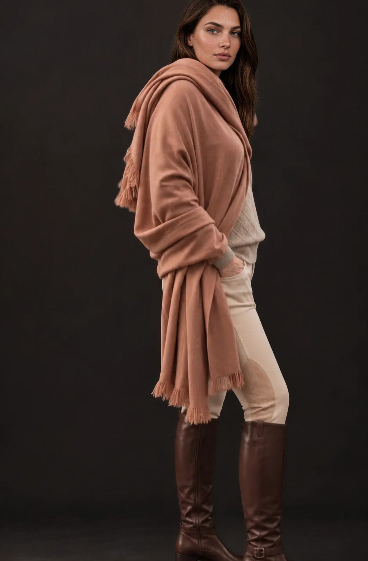 Heavyweight Plant-Dyed Cashmere Wrap | Tan