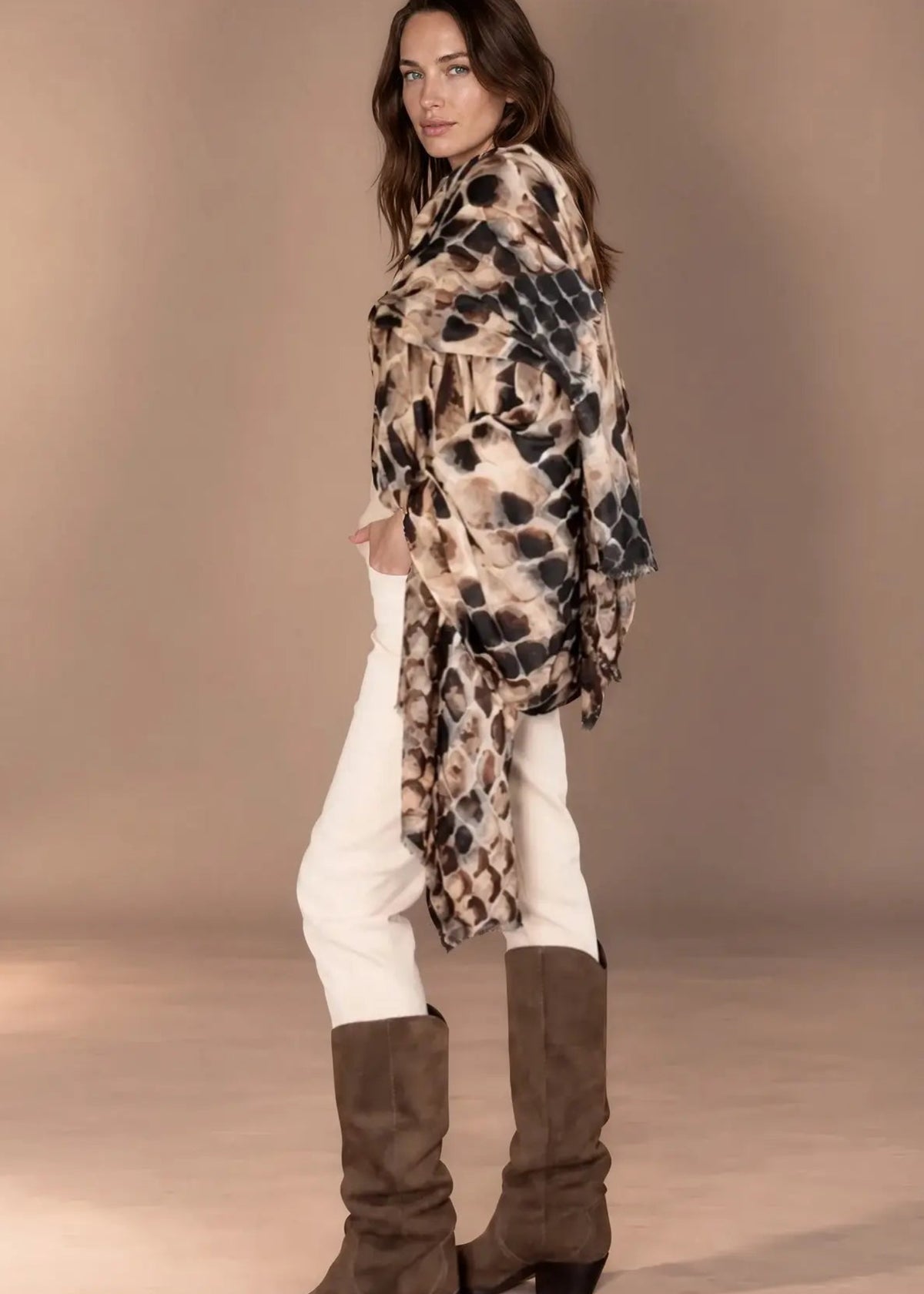 Premium Snake Print Travel Wrap - Designer Animal Print Luxury Cashmere