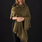 Olive Green Handwoven Pure Cashmere Wrap Heavy Weight