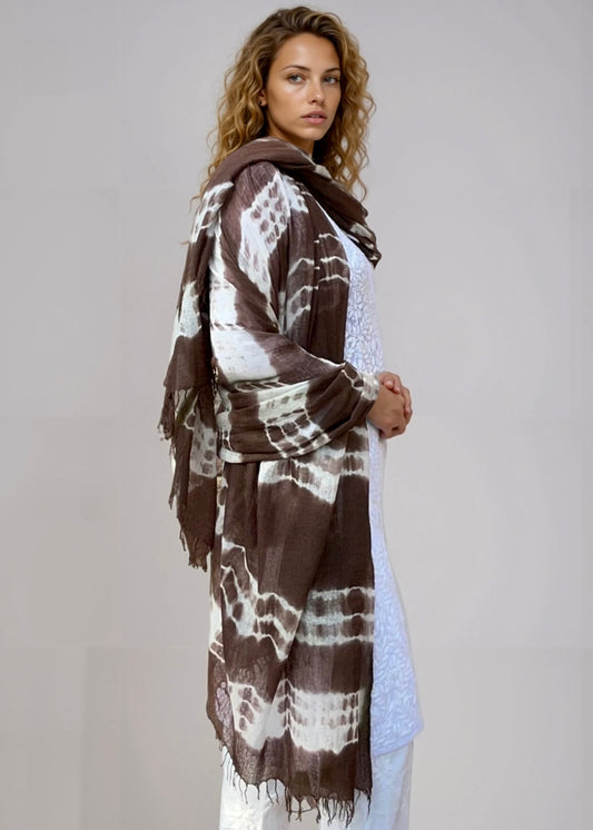 Hand Woven Cashmere Wrap - Earth Brown Forest Green | Cashmere Luxe