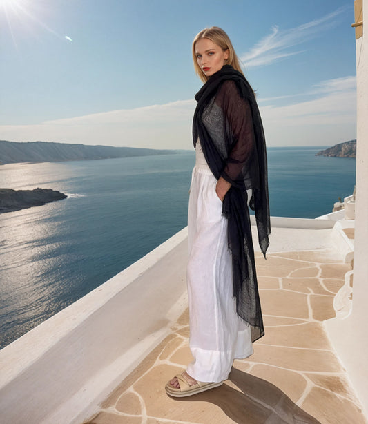 LIGHT-WEIGHT CASHMERE WRAP- CHARCOAL