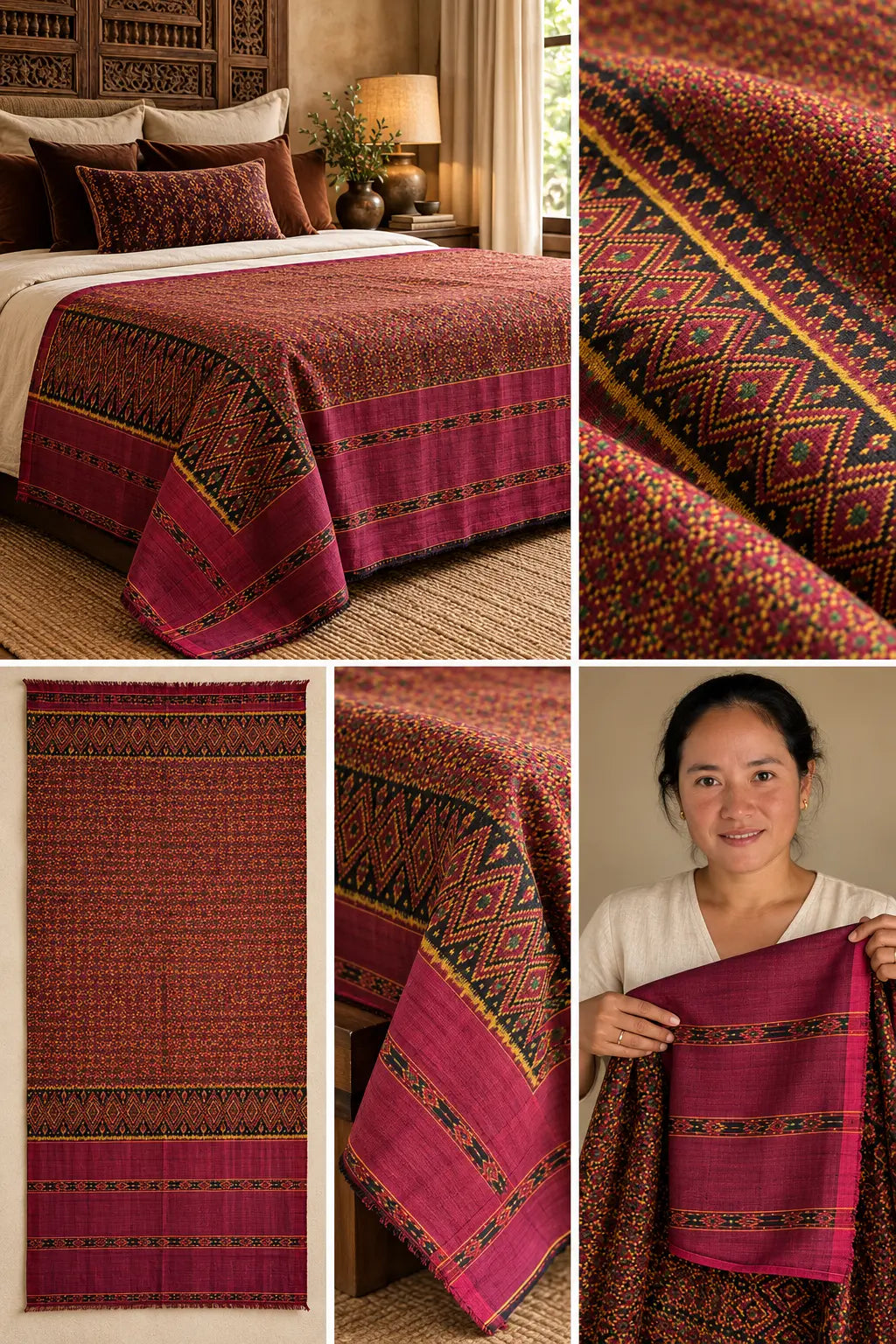 Khmer Silk No. 02 — Mulberry & Saffron