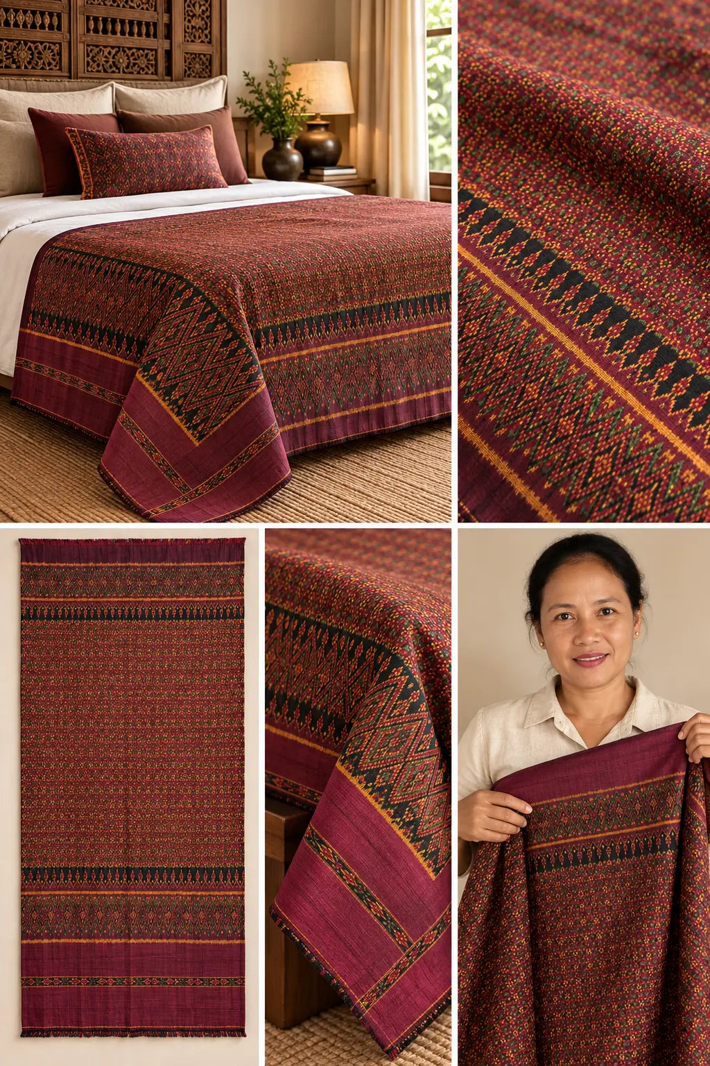 Khmer Silk No. 04 — Mulberry & Antique Gold