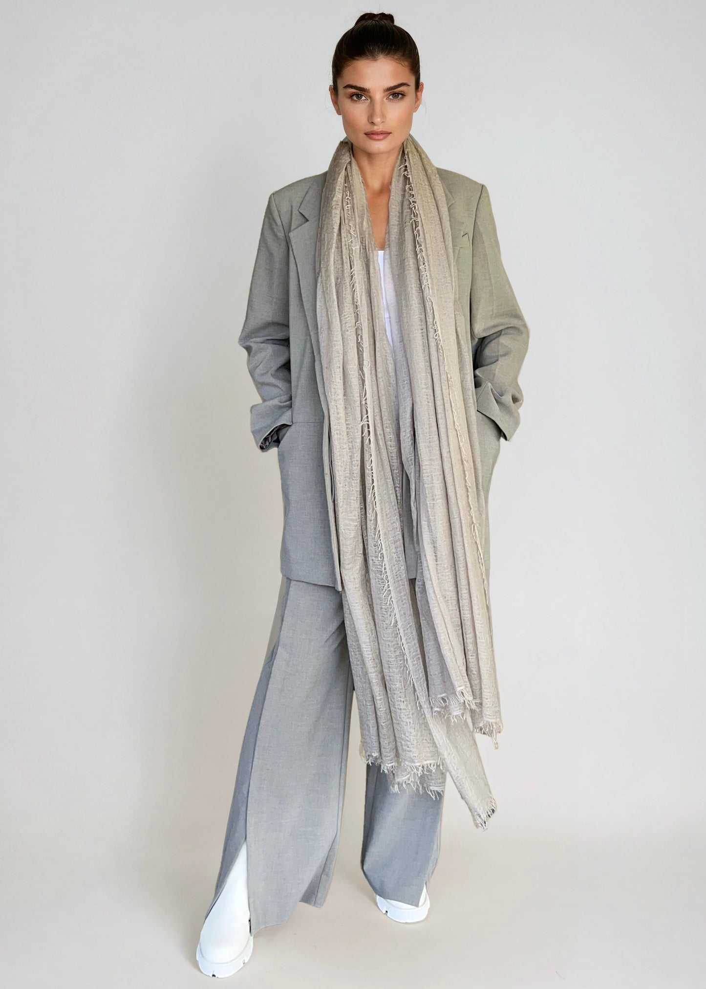 Premium Dove Mist Spring Wrap - Luxury Lightweight Designer Shawl