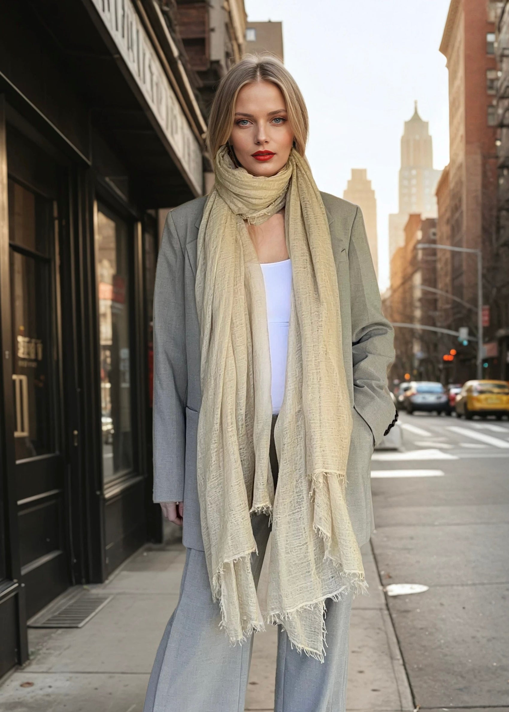 Vanilla Cream Cashmere Wrap | Light Weight Shawl