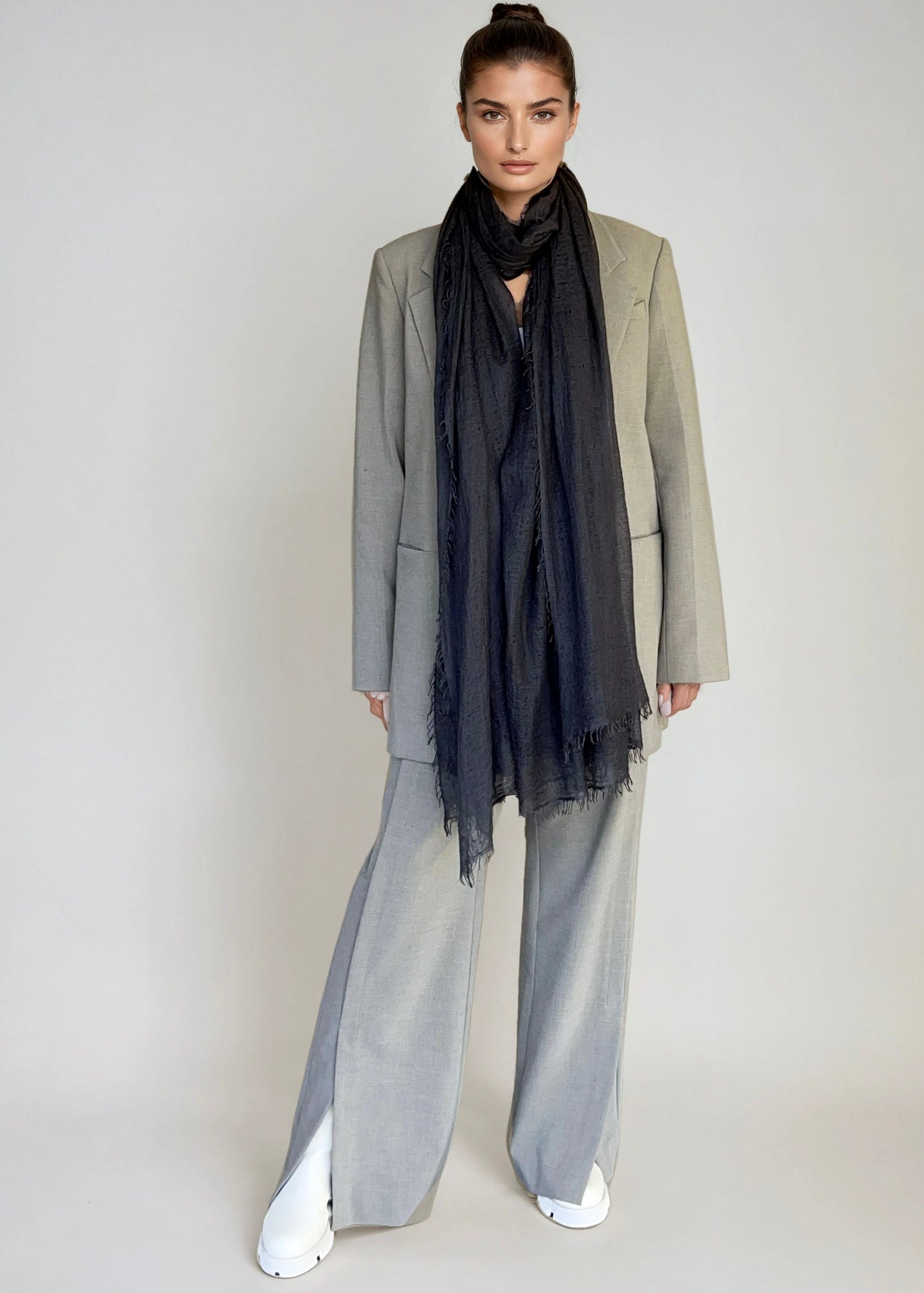 Premium Storm Cloud Cashmere Wrap - Luxury Lightweight Designer Shawl