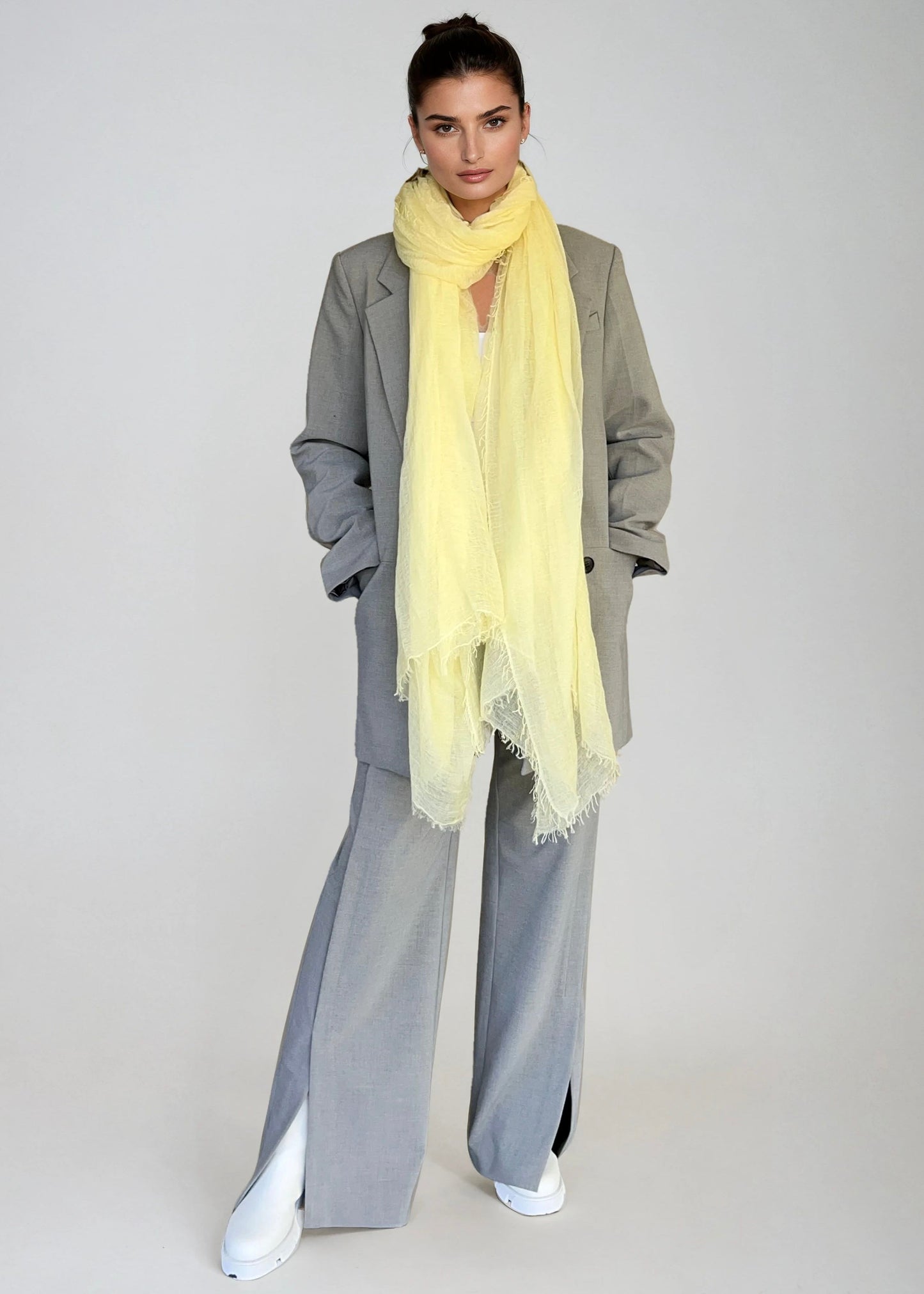 Premium Marigold Mist Cashmere Wrap - Luxury Lightweight Designer Shawl