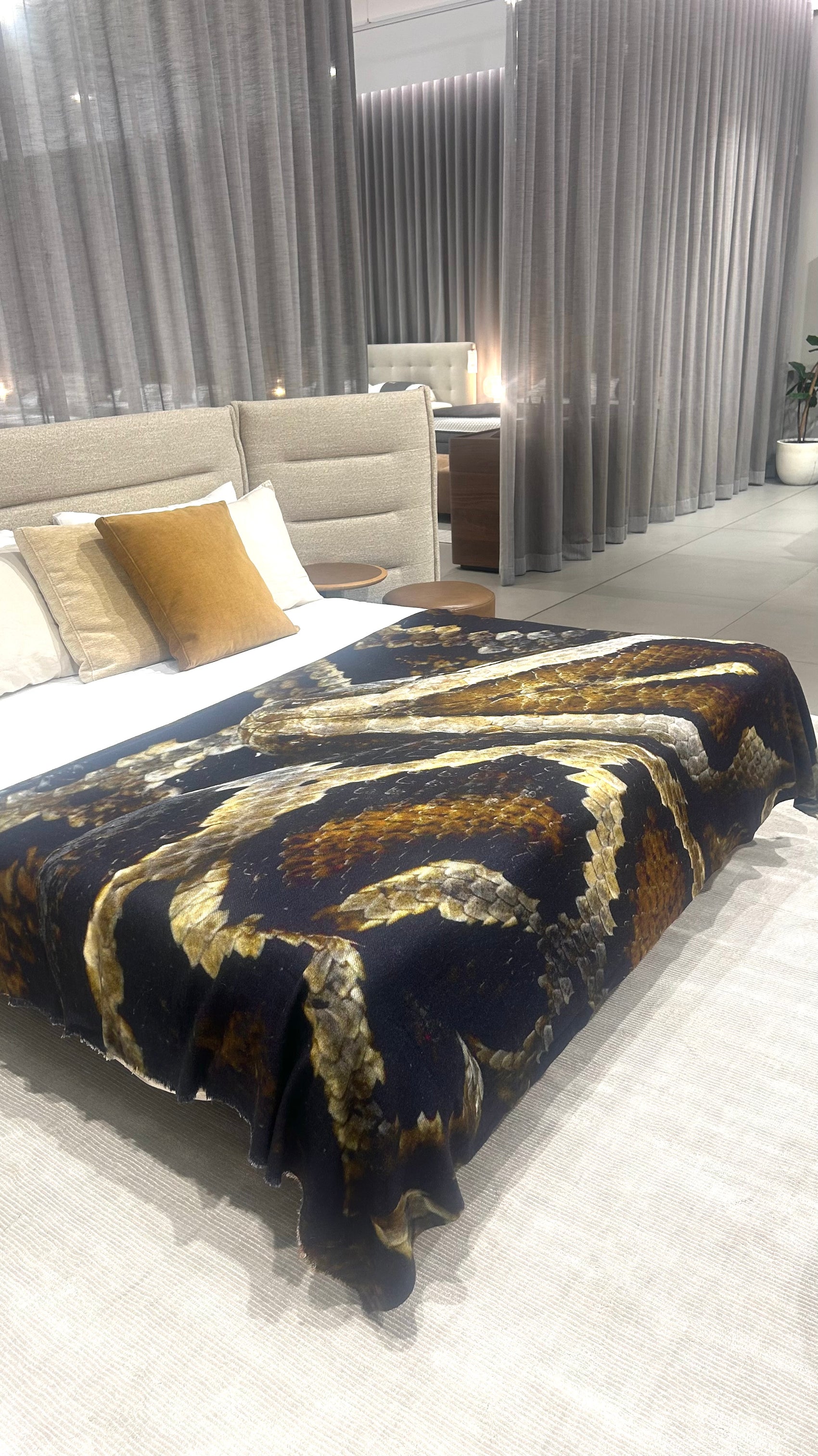 Brown Snake Cashmere & Wool Bed Throw