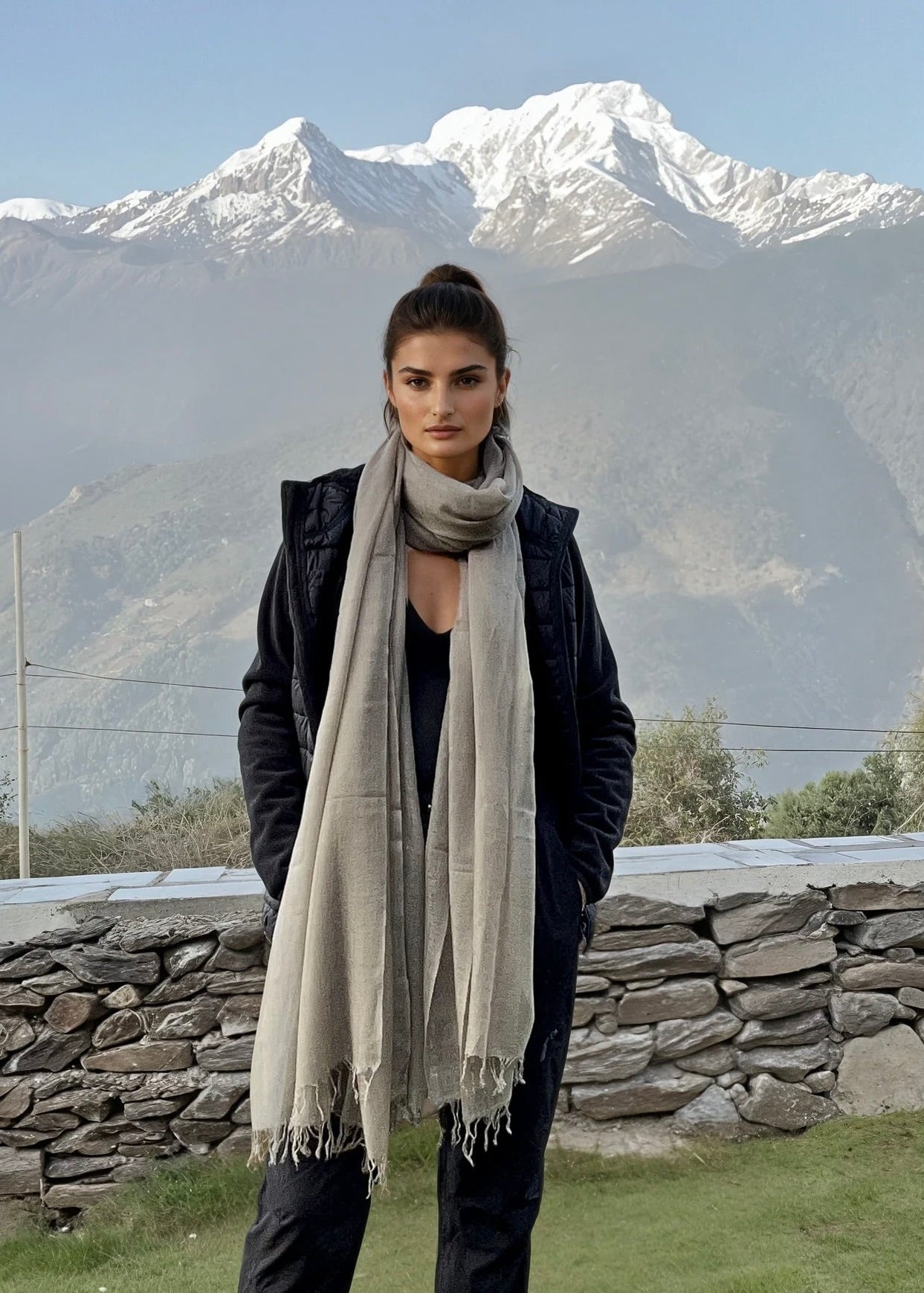 Taupe Cashmere Wrap | 100% Handwoven Luxury Pashmina Shawl