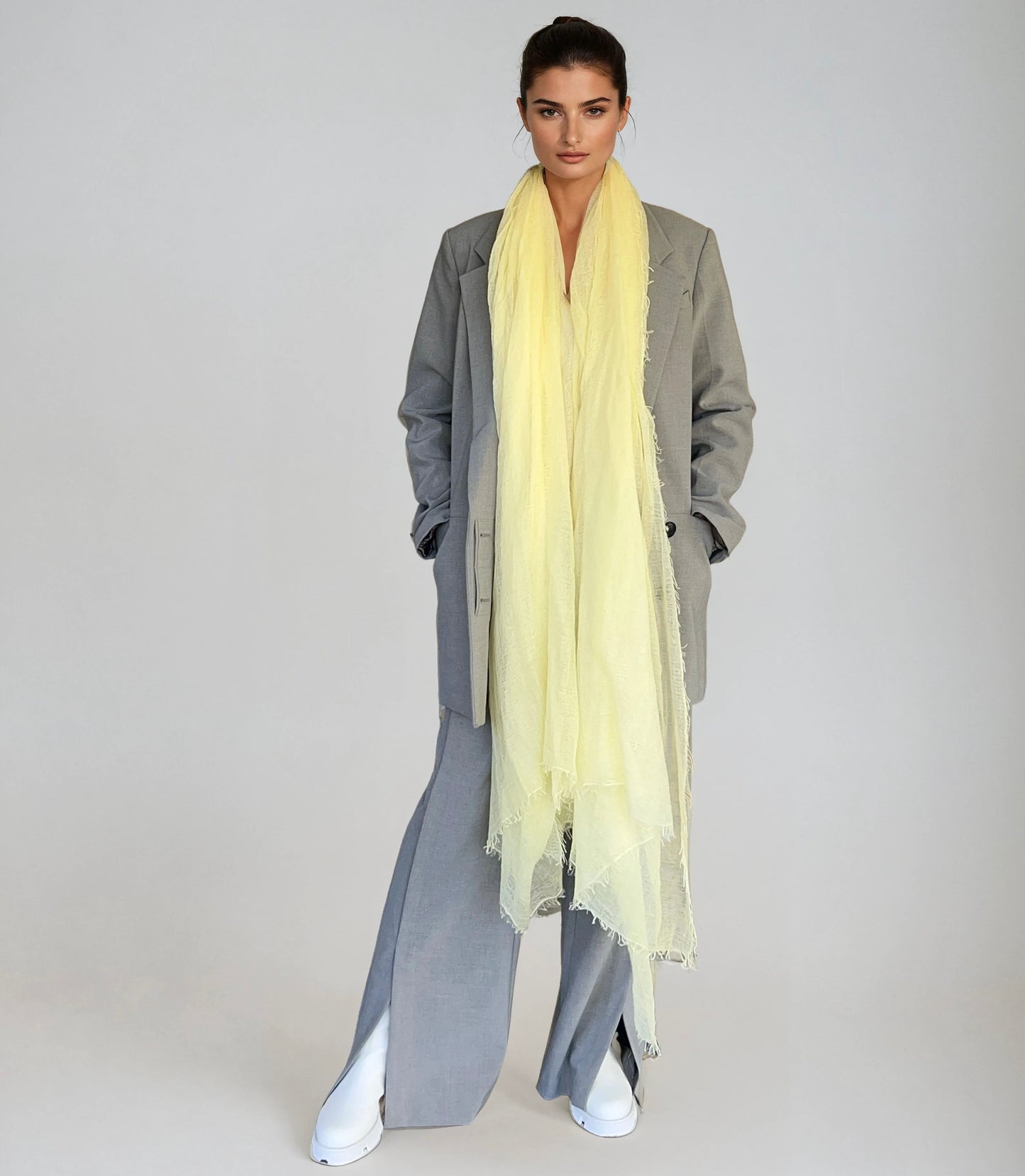 Premium Marigold Mist Cashmere Wrap - Luxury Lightweight Designer Shawl