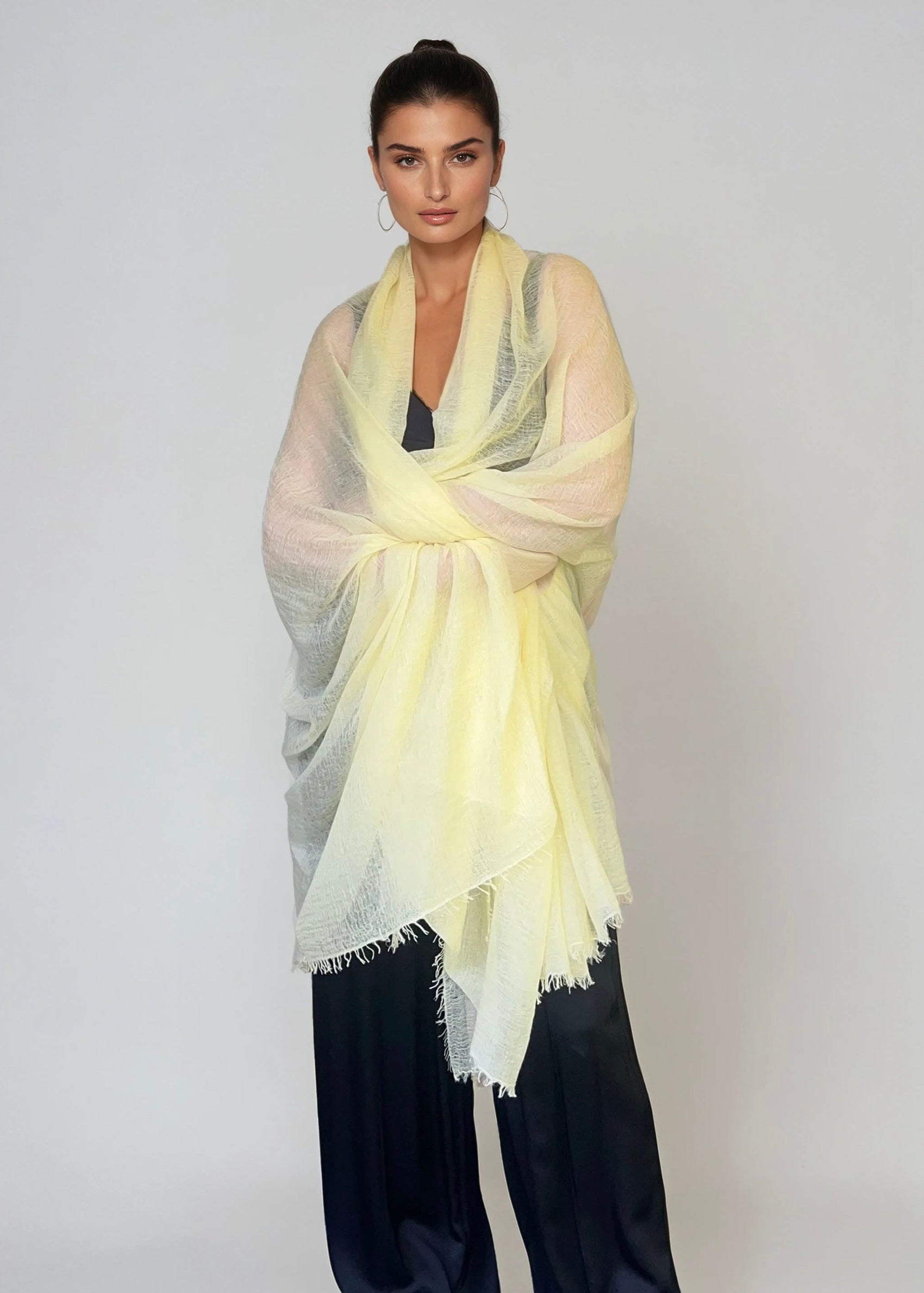 Marigold Mist  Spring Summer Cashmere Wrap | Lightweight Shawl