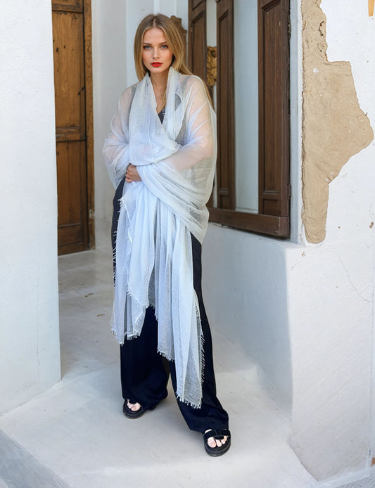 Blue Haze Extra-large Lightweight Cashmere Wrap