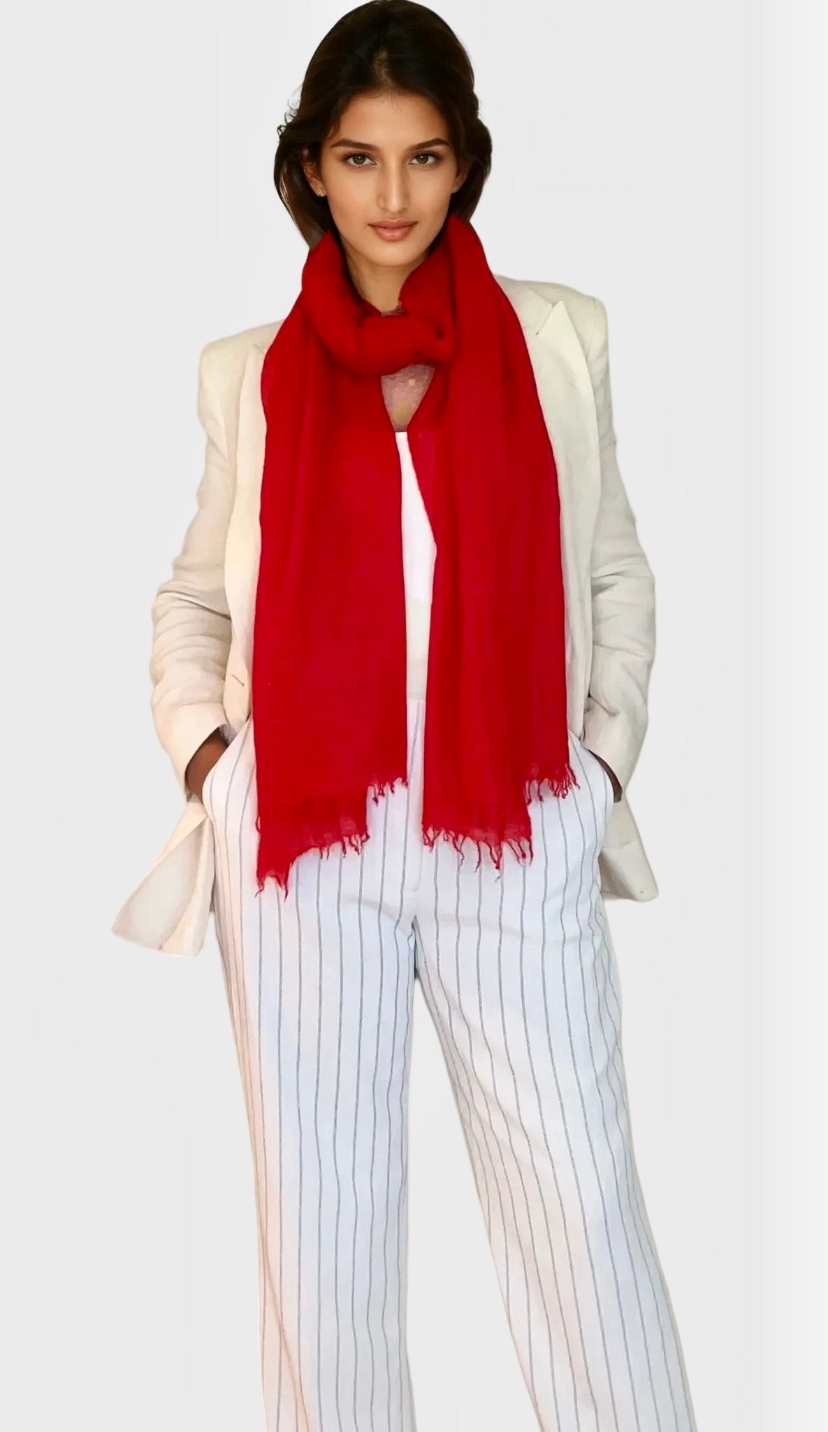 Cheery Red Cashmere Scarf