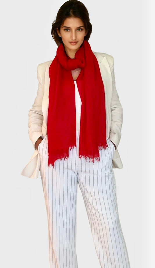 Cheery Red Cashmere Scarf