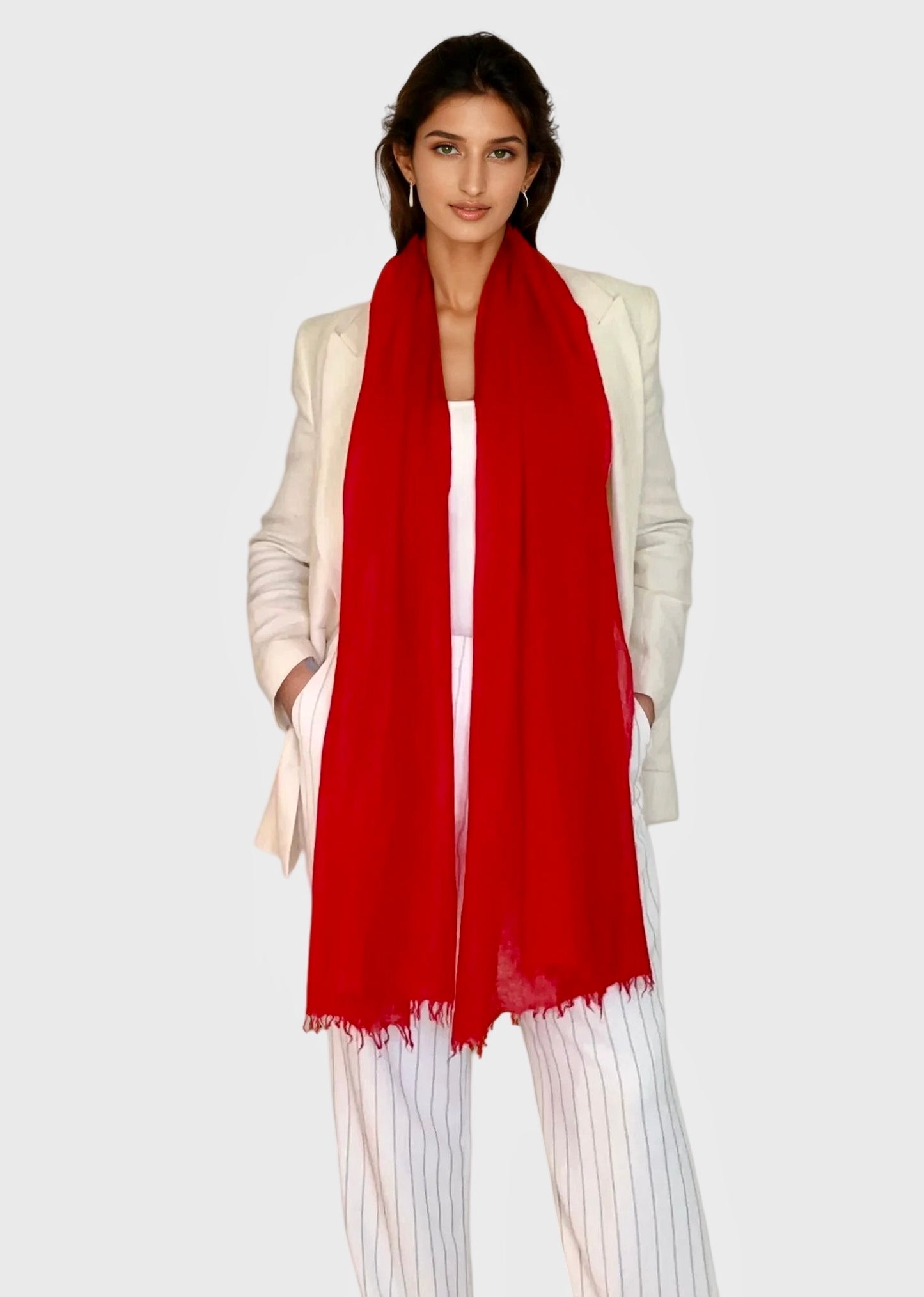Cheery Red Cashmere Scarf