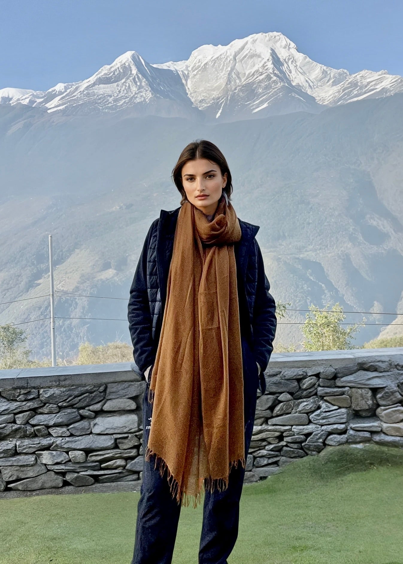 Burnt Bronze Handloom Cashmere Wrap - Luxury Scarf | Cashmere Luxe