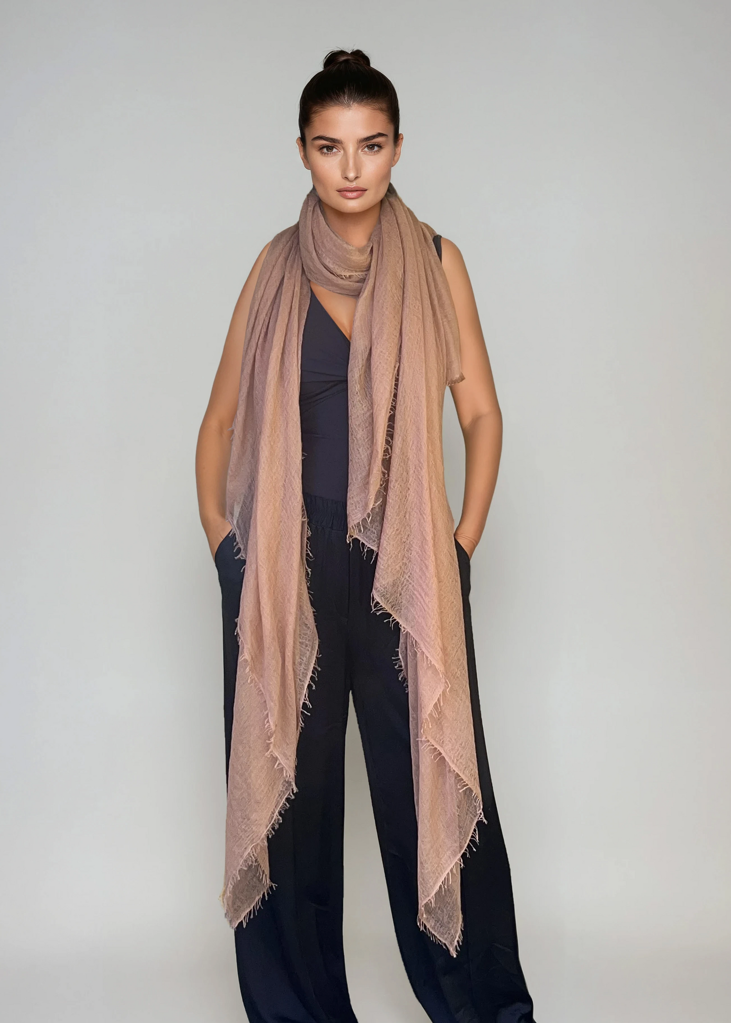 Premium Sunset Bronze Cashmere Wrap - Luxury Lightweight Designer Shawl