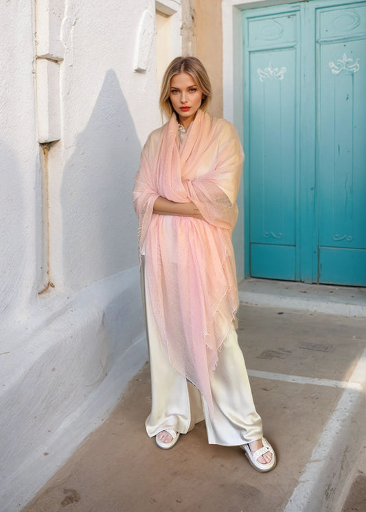 Sunset Blush  Lightweight Extra Large Cashmere Wrap