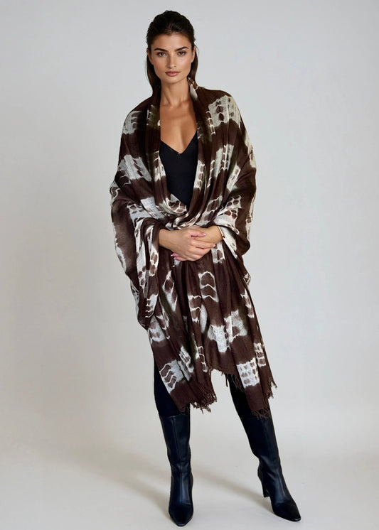 Earth Brown Forest Green | Hand Woven Cashmere Wrap| Limited Edition