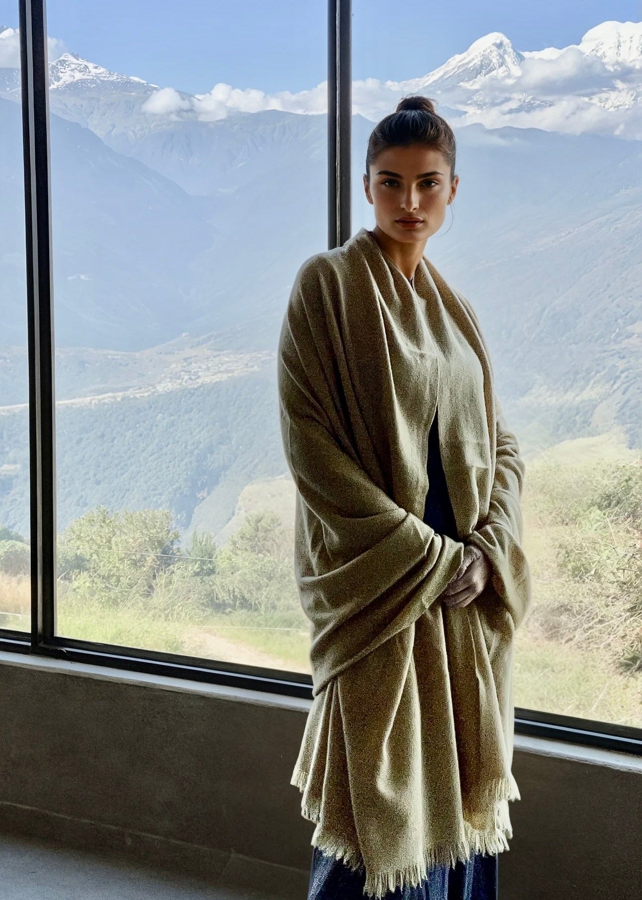 Heavyweight Plant-Dyed Cashmere Wrap | Mustard