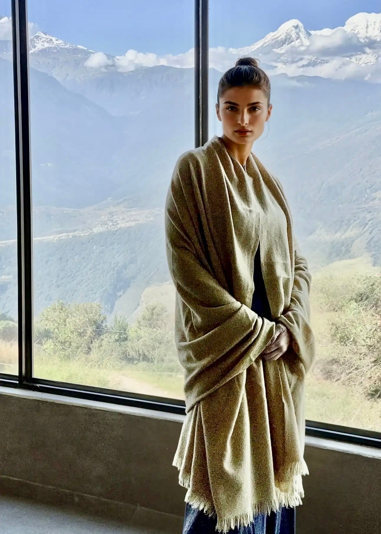 Heavyweight Plant-Dyed Cashmere Wrap | Mustard