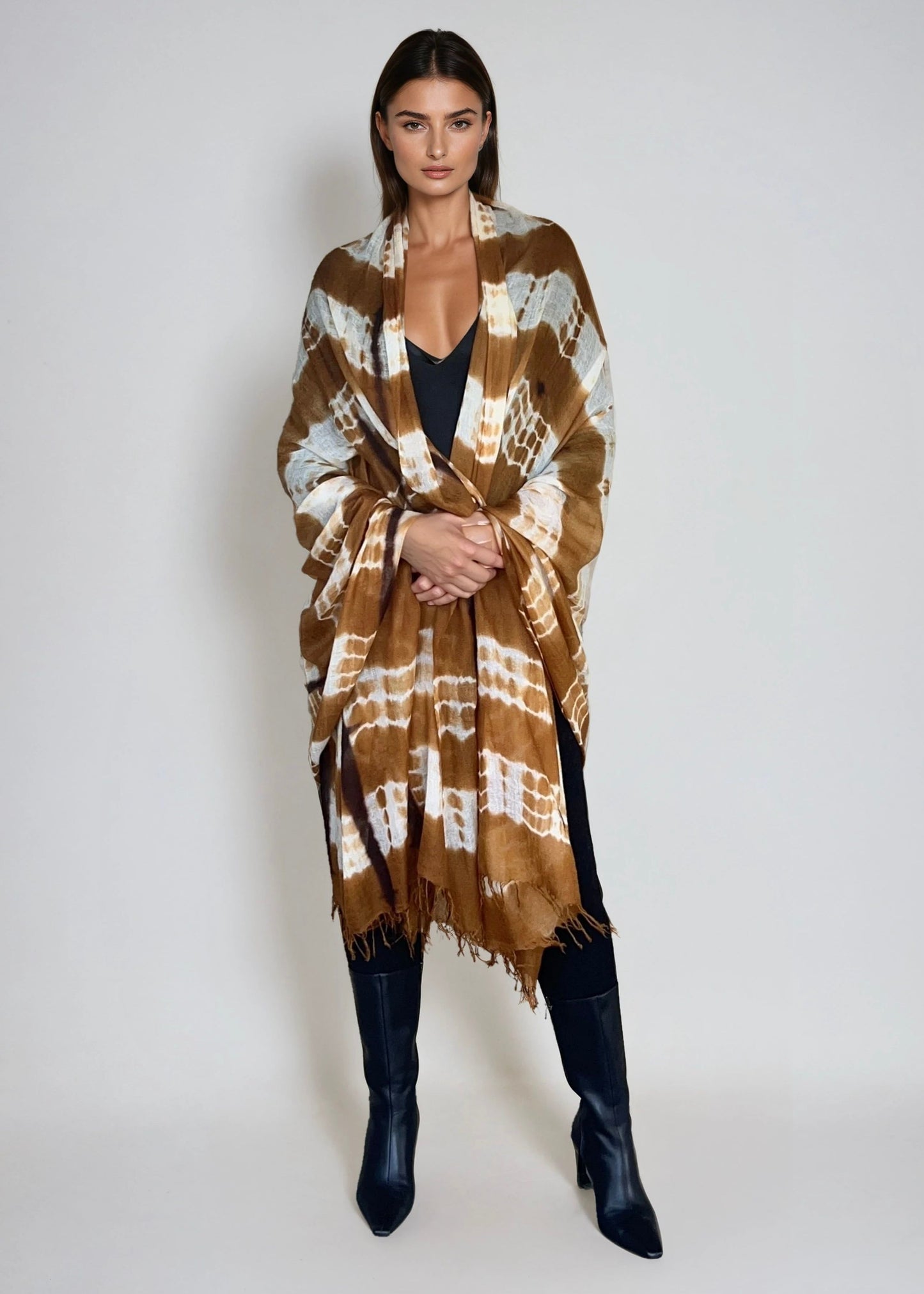 Premium Bronze Brown Handwoven Cashmere Wrap - Limited Edition Luxury