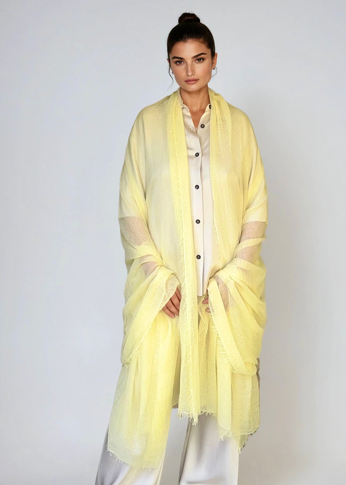 Premium Marigold Mist Cashmere Wrap - Luxury Lightweight Designer Shawl
