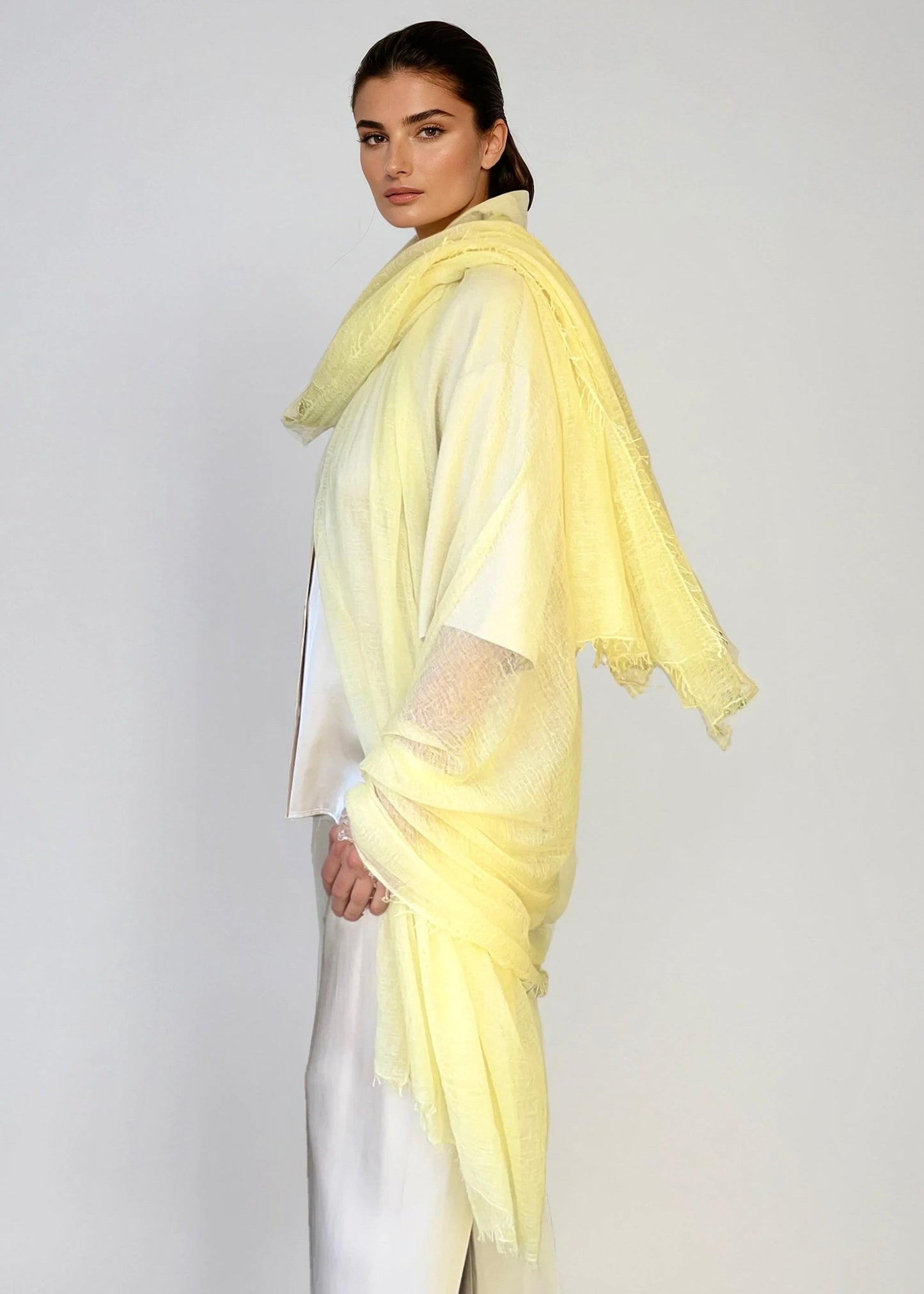 Premium Marigold Mist Cashmere Wrap - Luxury Lightweight Designer Shawl