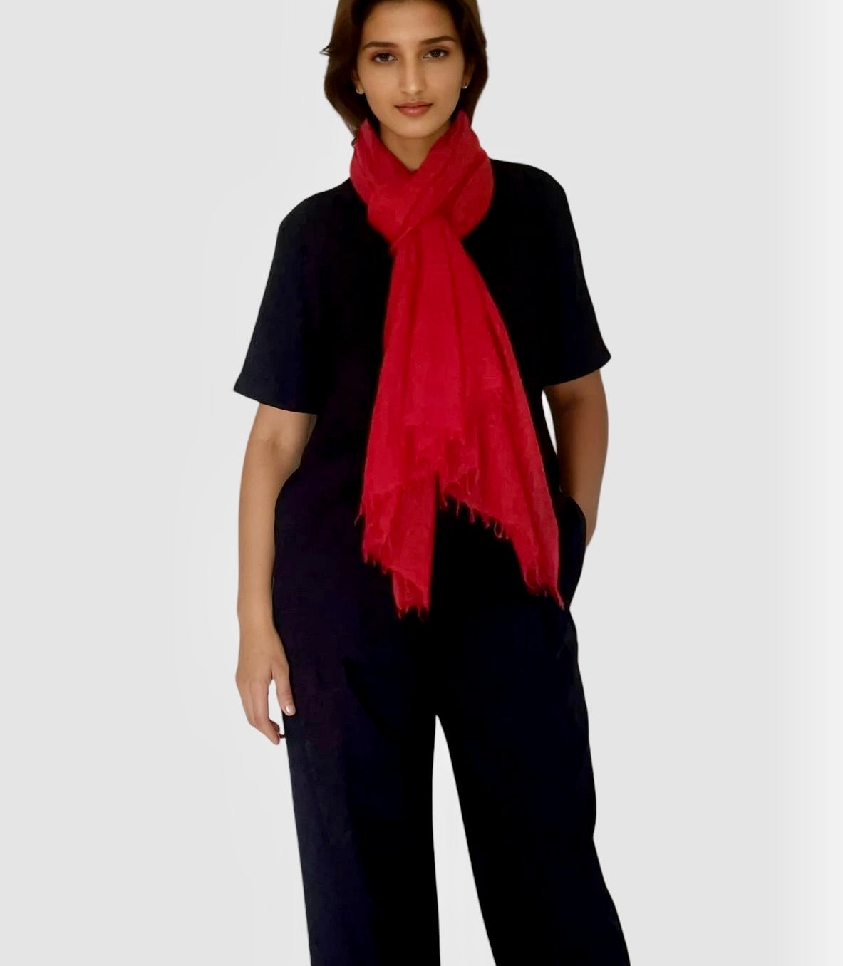 Cheery Red Cashmere Scarf