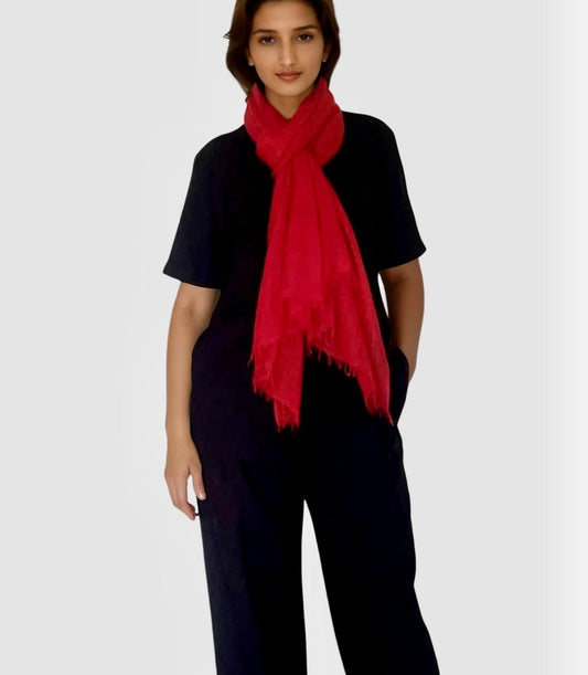Cheery Red Cashmere Scarf