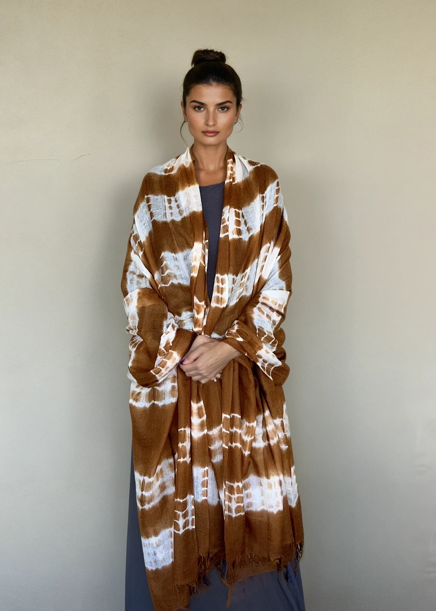 Premium Bronze Brown Handwoven Cashmere Wrap - Limited Edition Luxury
