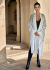 Light Grey Pure Cashmere Wrap | Hand-Loomed Luxury Scarf