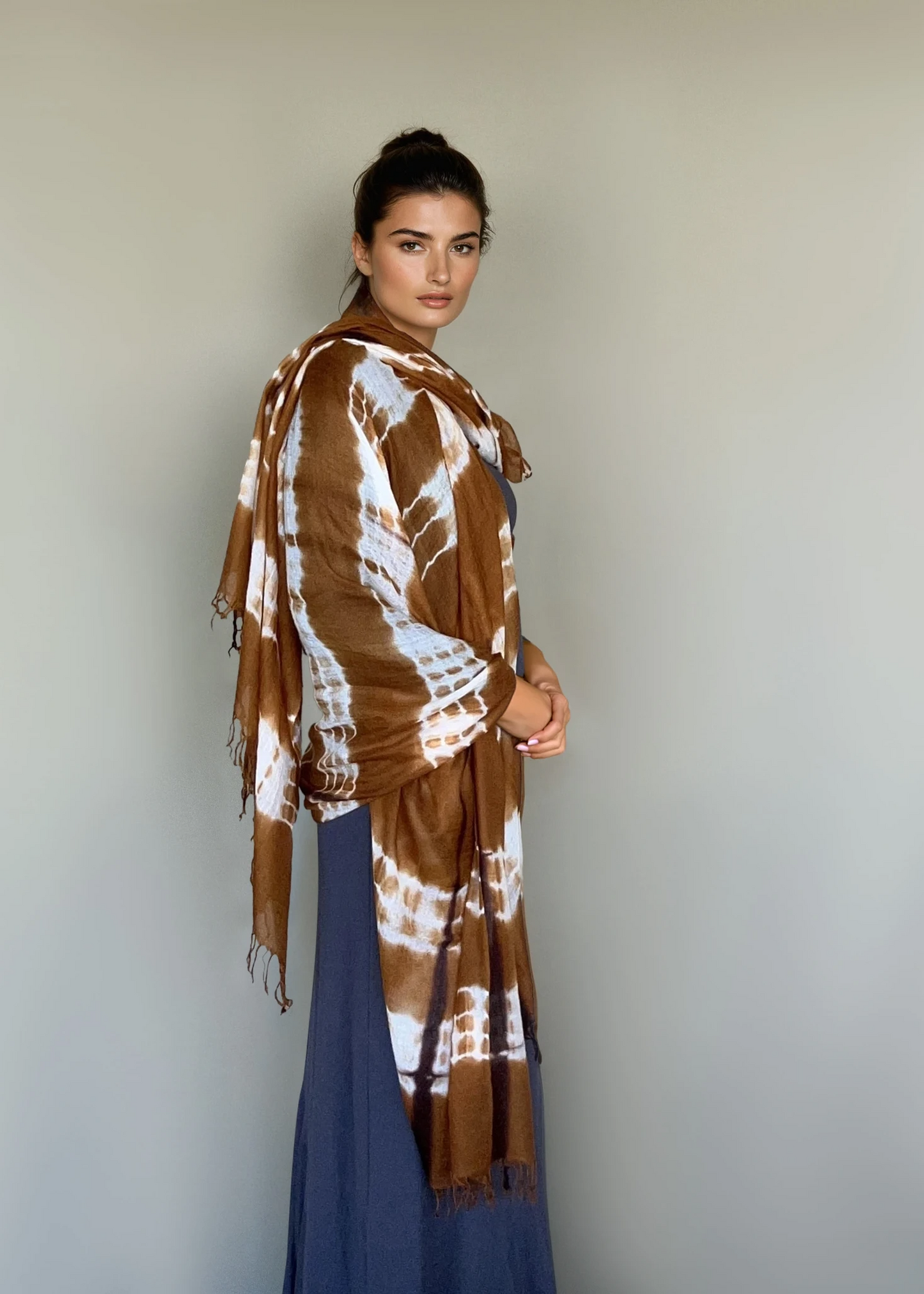 Premium Bronze Brown Handwoven Cashmere Wrap - Limited Edition Luxury