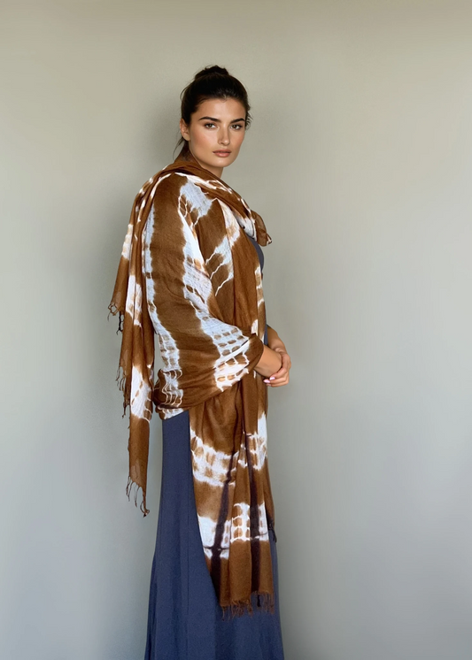 Premium Bronze Brown Handwoven Cashmere Wrap - Limited Edition Luxury