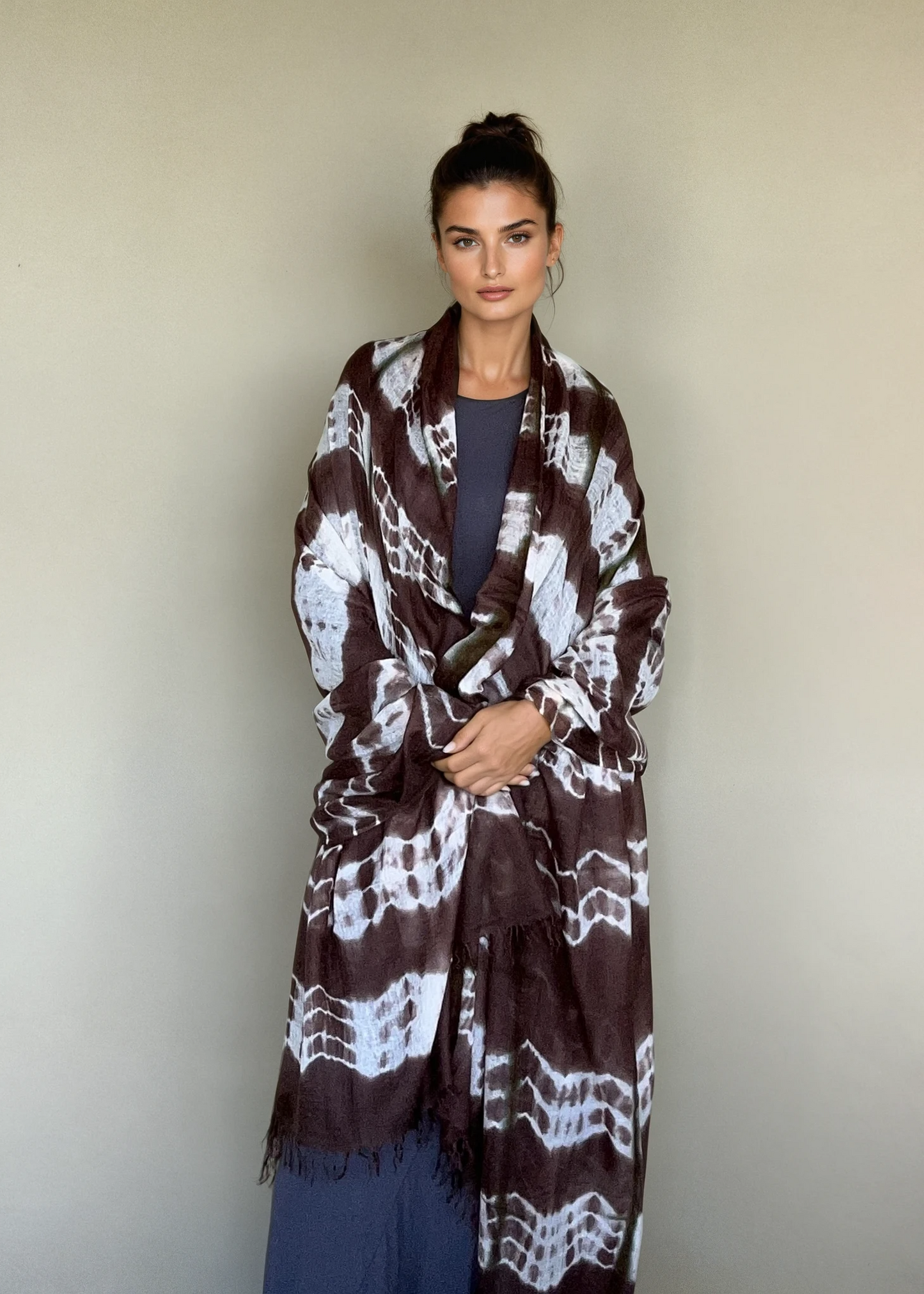 Hand Woven Cashmere Wrap - Earth Brown Forest Green | Cashmere Luxe